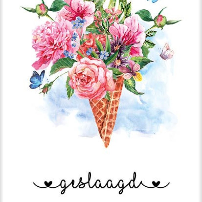 Kaart 'Geslaagd - bloemenhoorntje' - MA31003 -  Bloom bij MajesticAlly