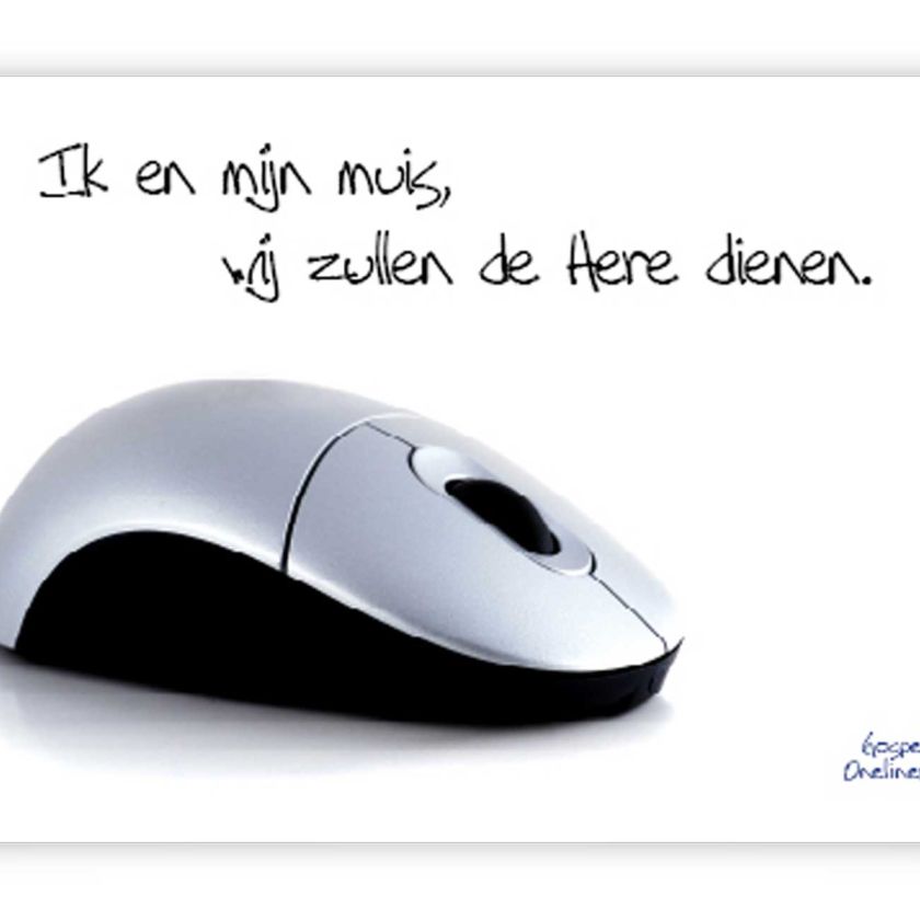 prentbriefkaart 'Ik en mijn muis wij zullen de Here dienen'