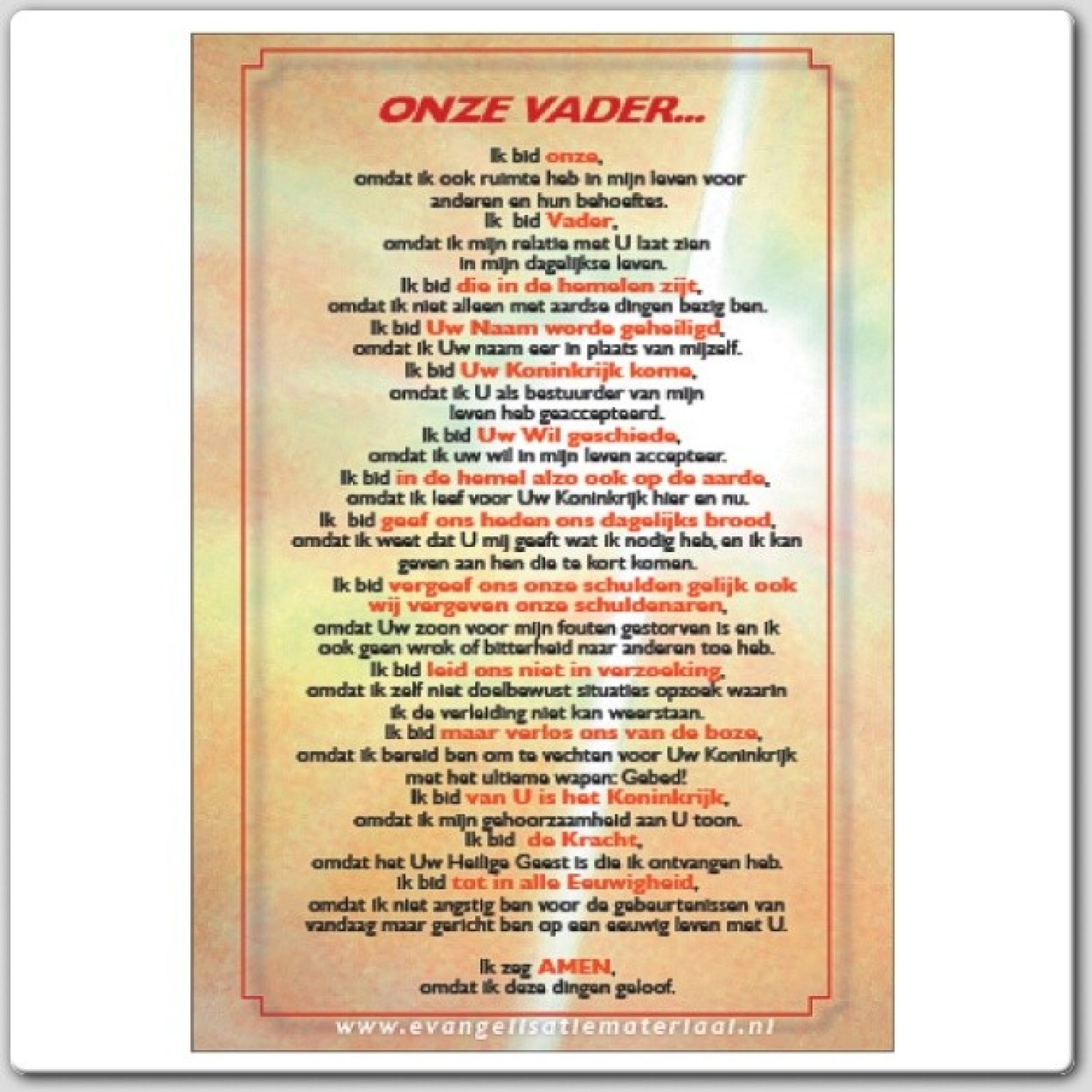 Minikaart 'Onze Vader'