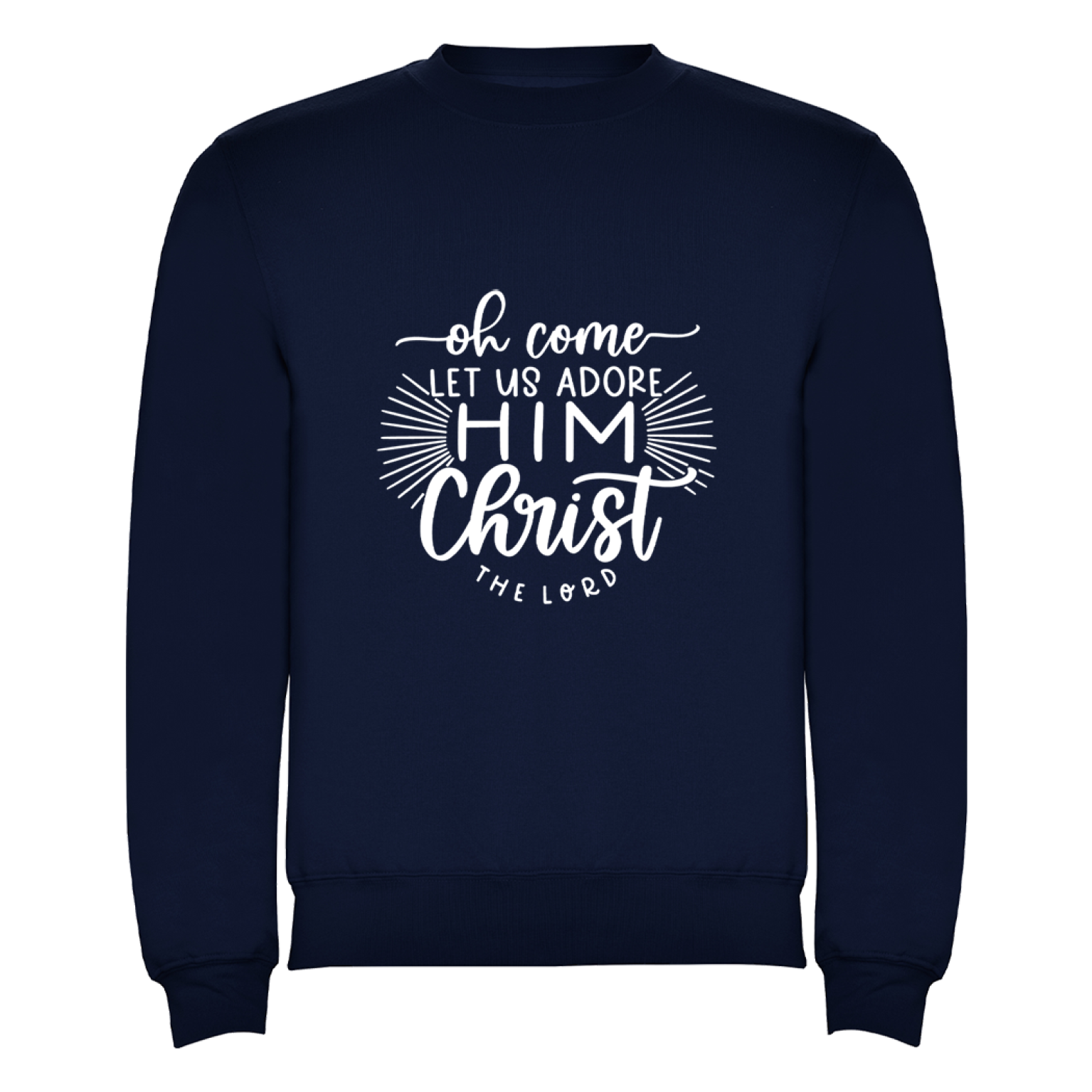 Oh come let us adore Him Blauwe trui 14fdcf1a