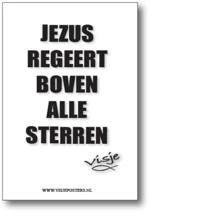 minikaart Visje 'Jezus regeert boven alle sterren'