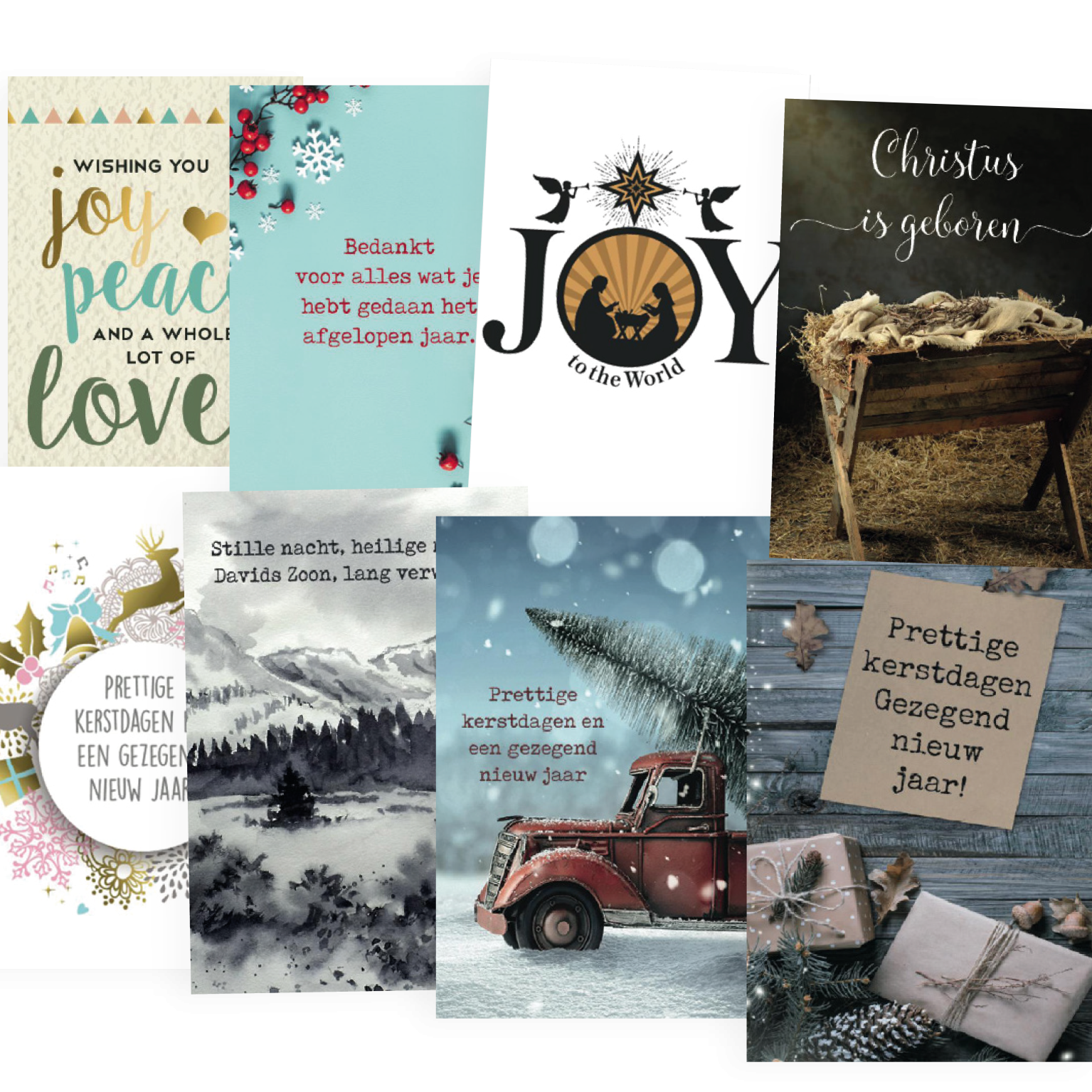 Voordeelpakje kerstkaarten  'Joy 1' - 16 stuks - MA26198 -  Voordeelpakjes kerst bij MajesticAlly