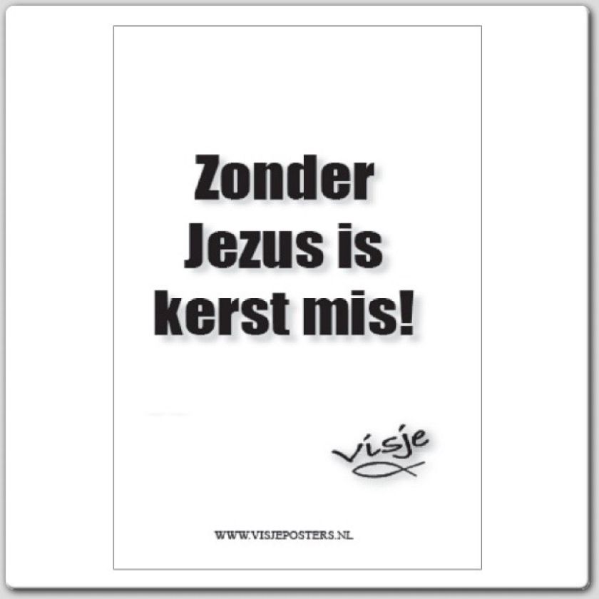 Kerstkaart 'Zonder Jezus is kerst mis' - Visje - 44106 -  Visje kerstkaarten bij MajesticAlly