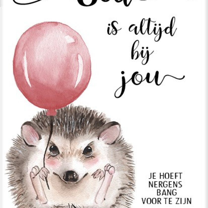 Cadeaubord egeltje God is altijd bij jou - MA25117 -  Cadeauborden A4 bij MajesticAlly