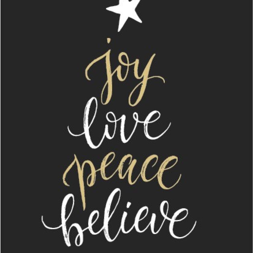 Kerstkaart 'Joy love peace believe' - Beautiful Day - MA25050 -  Christelijke kerstkaarten bij MajesticAlly