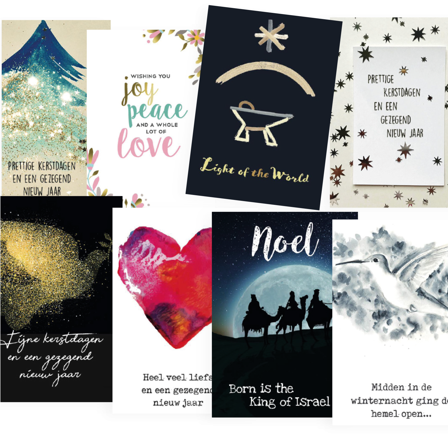 Voordeelpakje kerstkaarten  'Joy 2' - 16 stuks - MA26199 -  Voordeelpakjes kerst bij MajesticAlly