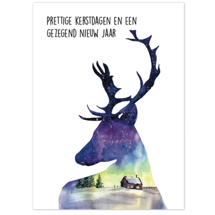 Kerstkaart 'Hert met gewei' - MA26201 -  Christelijke kerstkaarten bij MajesticAlly