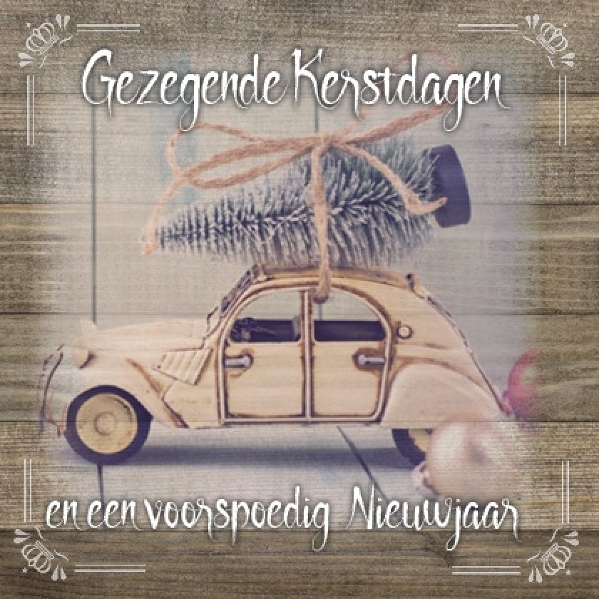 Kerstkaart 'Lelijke eend - auto' - MA19037 -  Christelijke kerstkaarten bij MajesticAlly