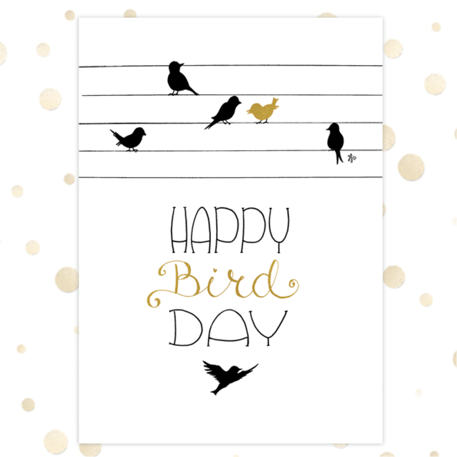 Kaart 'Happy bird day' - MA36009 -  Golden Blessings bij MajesticAlly