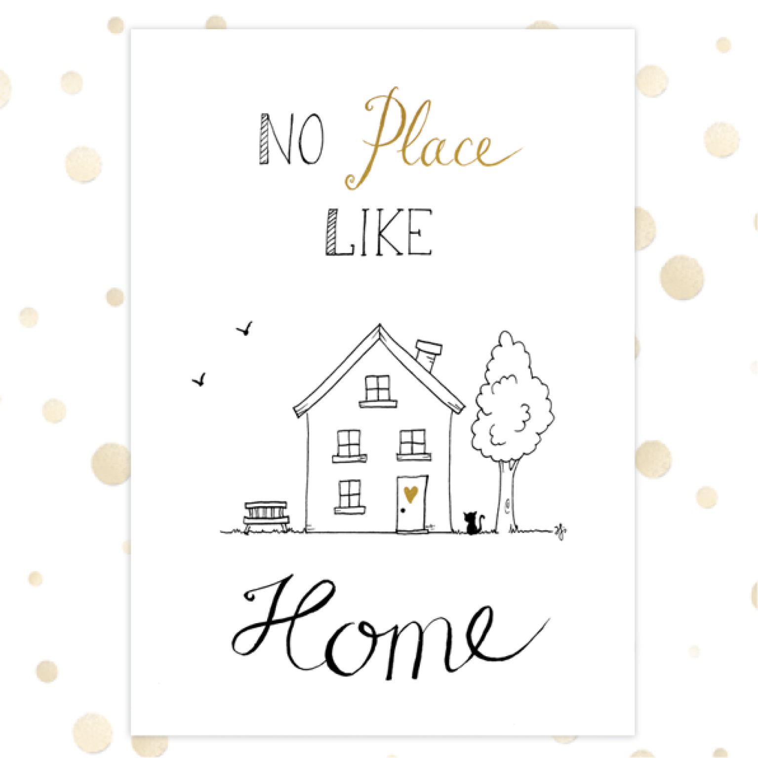 Kaart 'No place like home' - MA36006 -  Golden Blessings bij MajesticAlly