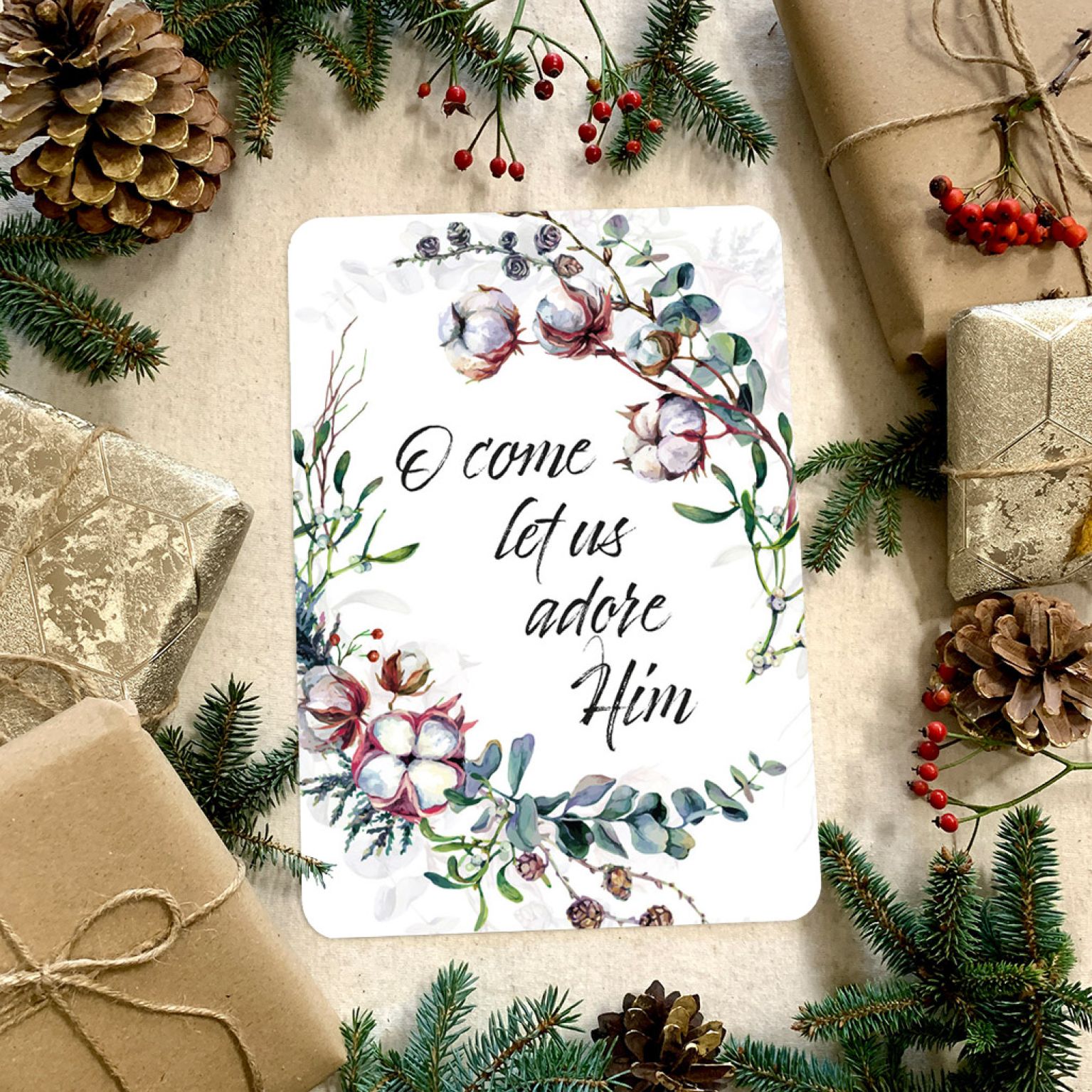 MA27103 - Kerstbord 'Oh come let us adore Him'