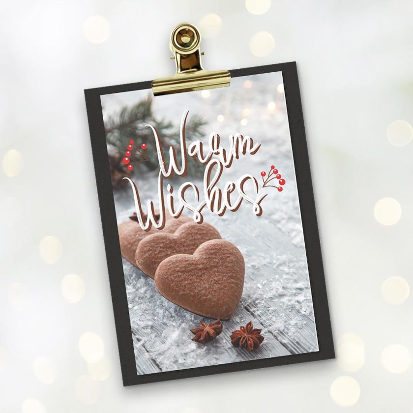 MA41512 - Minikaartje Kerst 'Warm Wishes' + klembordje