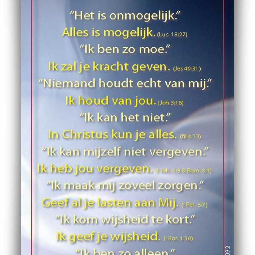 Bemoedigingskaart - 'Onze gedachten tegenover Gods beloften" - 44092 -  Kaarten bij MajesticAlly