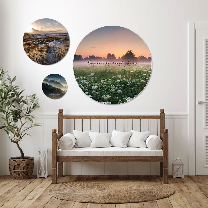 Muurcirkel 'Dag aan dag' - 100 cm - MA39404 -  Wanddeco bij MajesticAlly