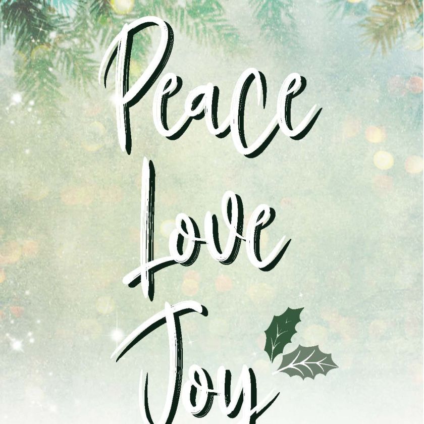 MA41508 - Minikaartje Kerst 'Peace, Love, Joy'