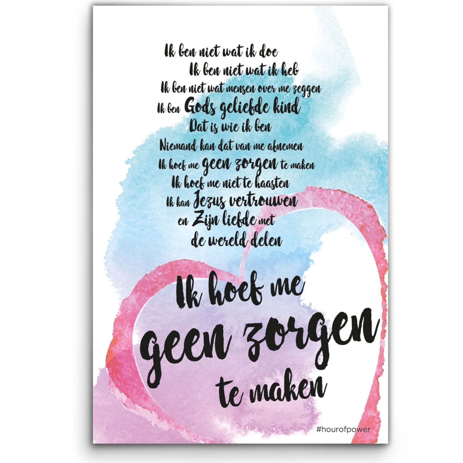 Cadeaubord Gods geliefde kind geen zorge - MA24206 -  Cadeauborden A4 bij MajesticAlly