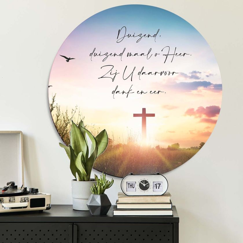 Muurcirkel 'Duizendmaal - kruis' - 60 cm - MA39319 -  Wanddeco bij MajesticAlly