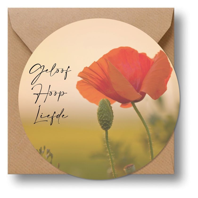 Cirkelcadeau 'Klaproos - geloof, hoop, liefde' - MA39614 -  Cadeauborden bij MajesticAlly