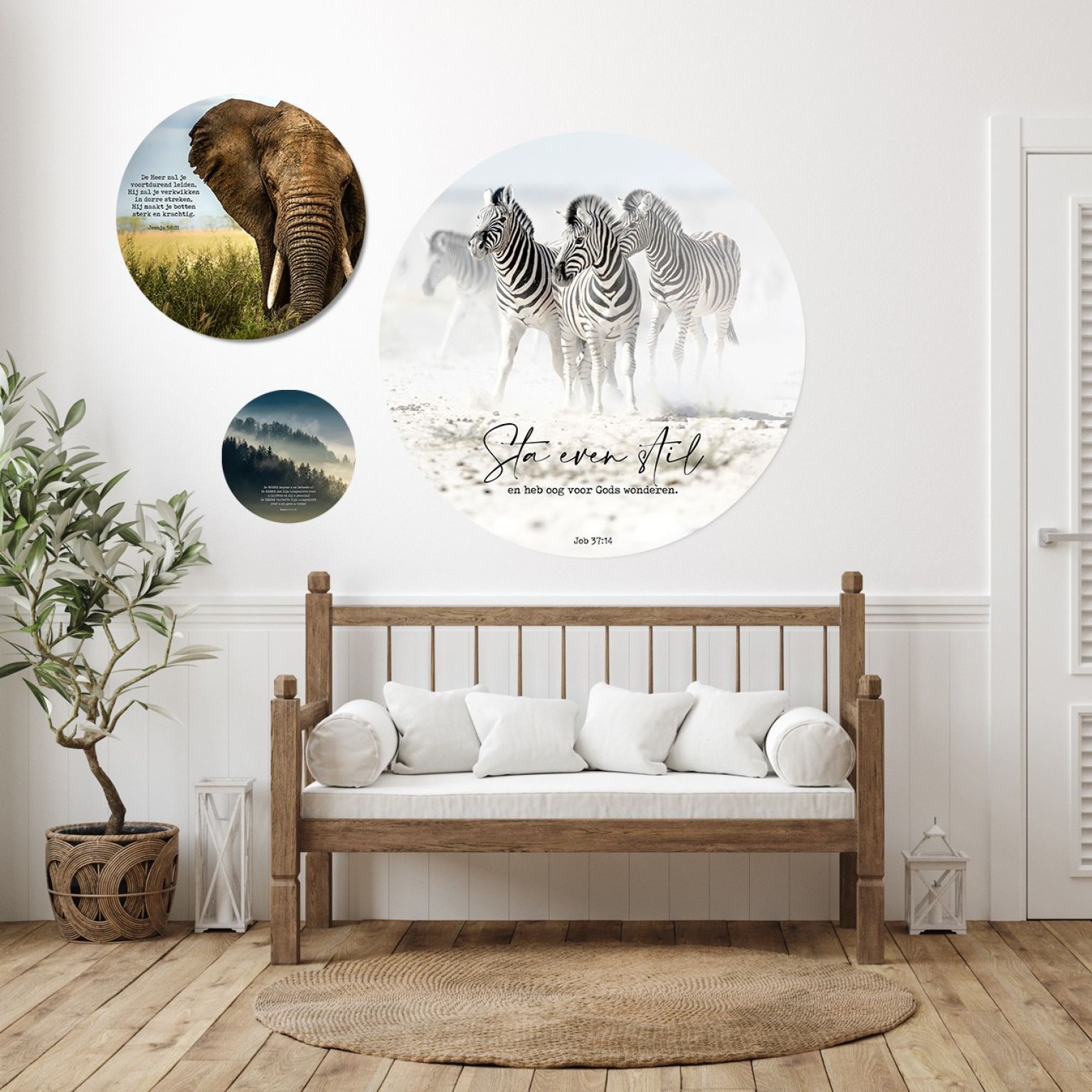 Muurcirkel 'Zebra's - Sta even stil' - 100 cm  - MA39415 -  Wanddeco bij MajesticAlly
