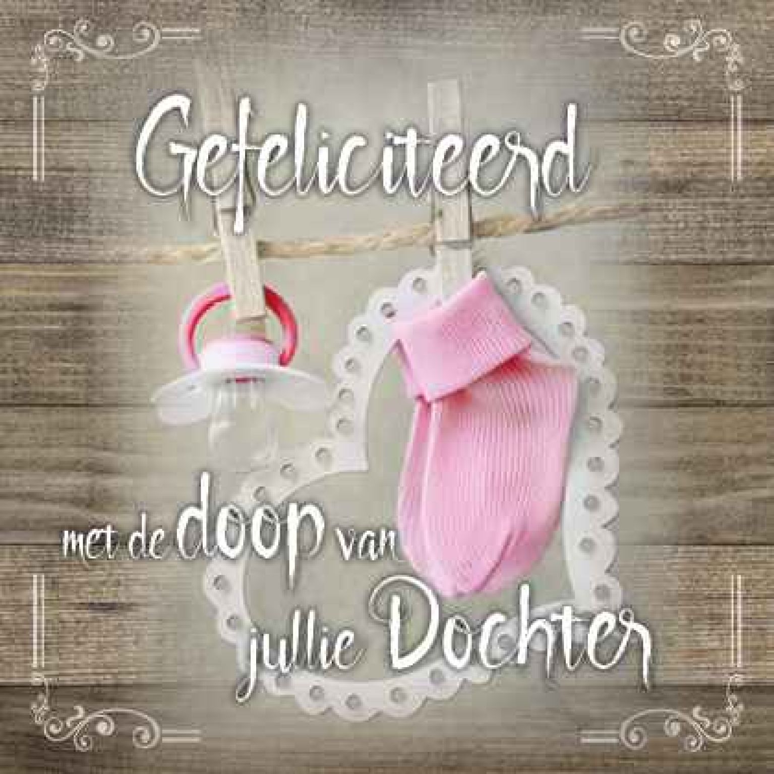 Kaart 'Doop dochter' - MA19008 -  Brocante bij MajesticAlly