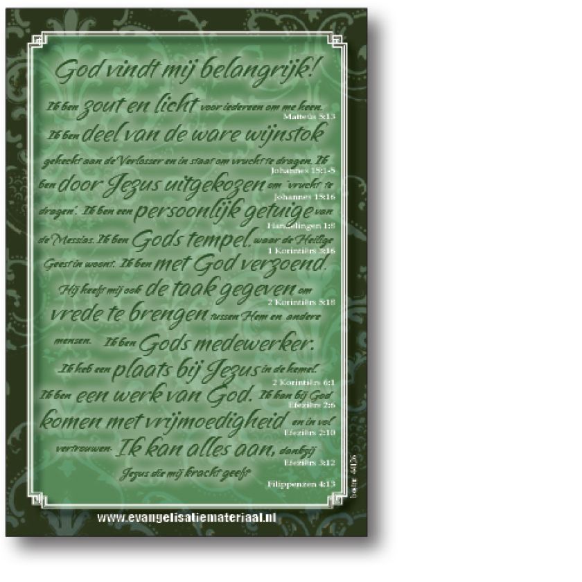 Bemoedigingskaart - 'God vindt mij belangrijk' - 44126 -  Kaarten bij MajesticAlly