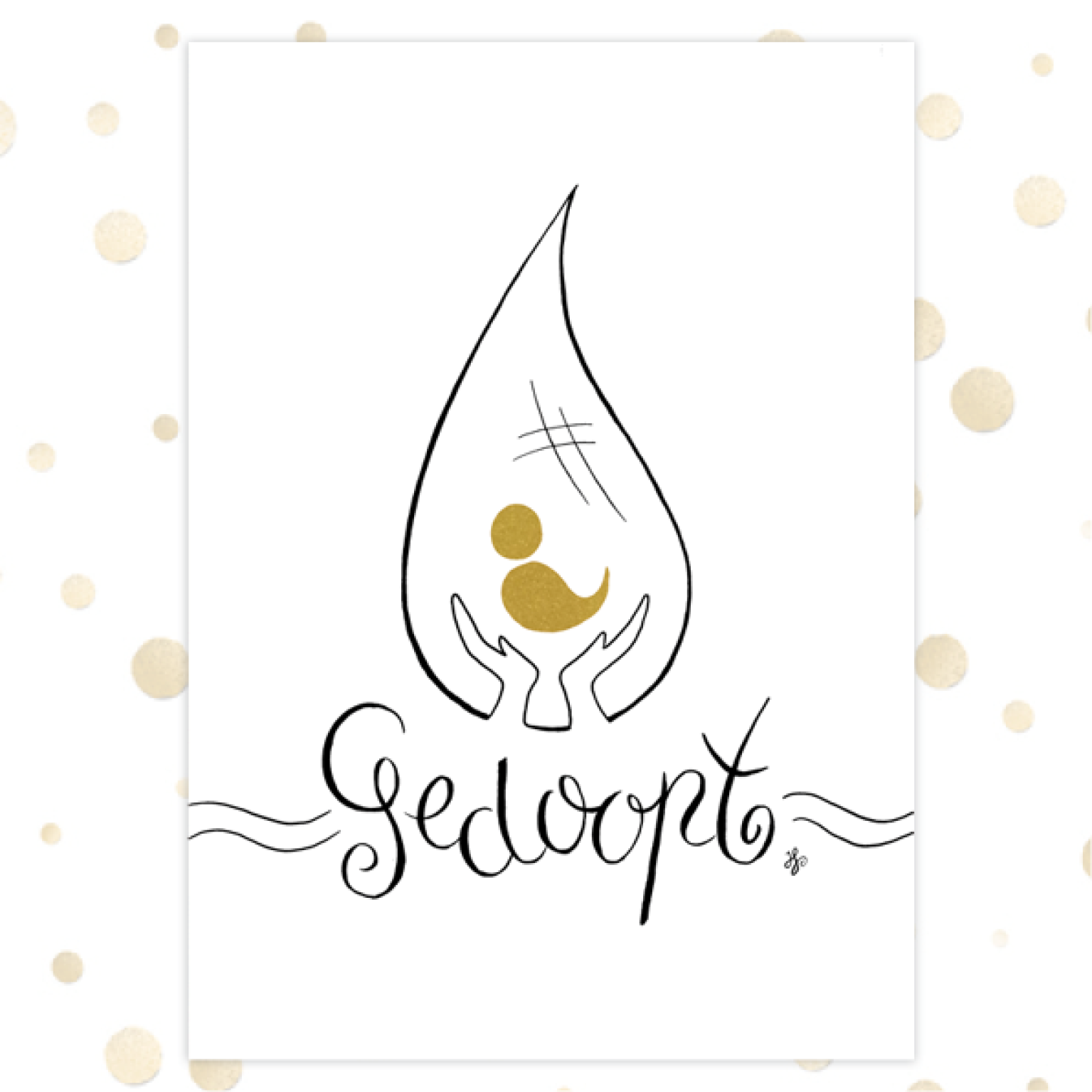 Kaart 'Gedoopt - druppel' - MA36032 -  Golden Blessings bij MajesticAlly