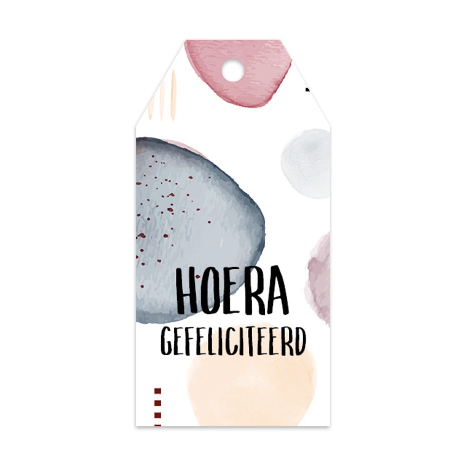 Cadeaulabel 'Hoera, gefeliciteerd'