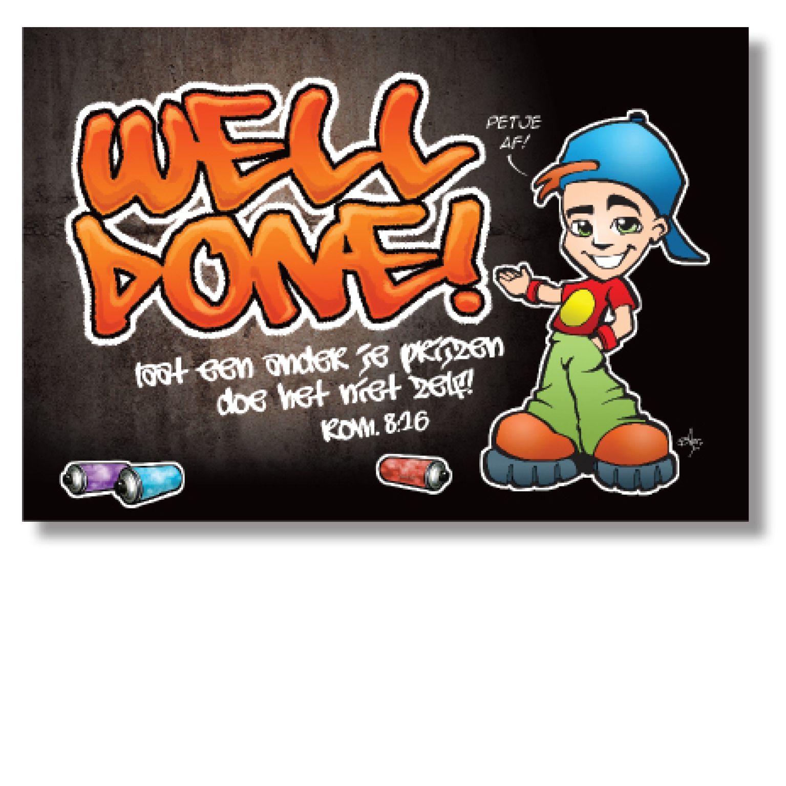 Minikaart graffiti 'Well done'