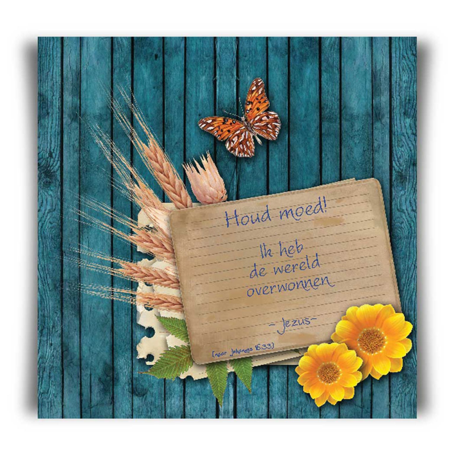 Kaart 'Houd moed Ik heb de wereld overwonnen' - 45036 -  Bible Message bij MajesticAlly