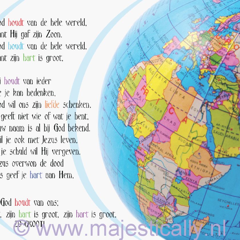 Kinderkaart God houdt van de hele wereld - MA13017 -  Kinderkaarten bij MajesticAlly