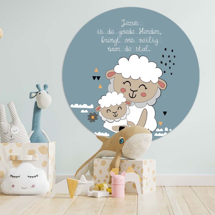 Kinder muurcirkel 'Jezus is de goede Herder' - 100 cm - MA39431 -  Muurcirkels - 100 cm bij MajesticAlly
