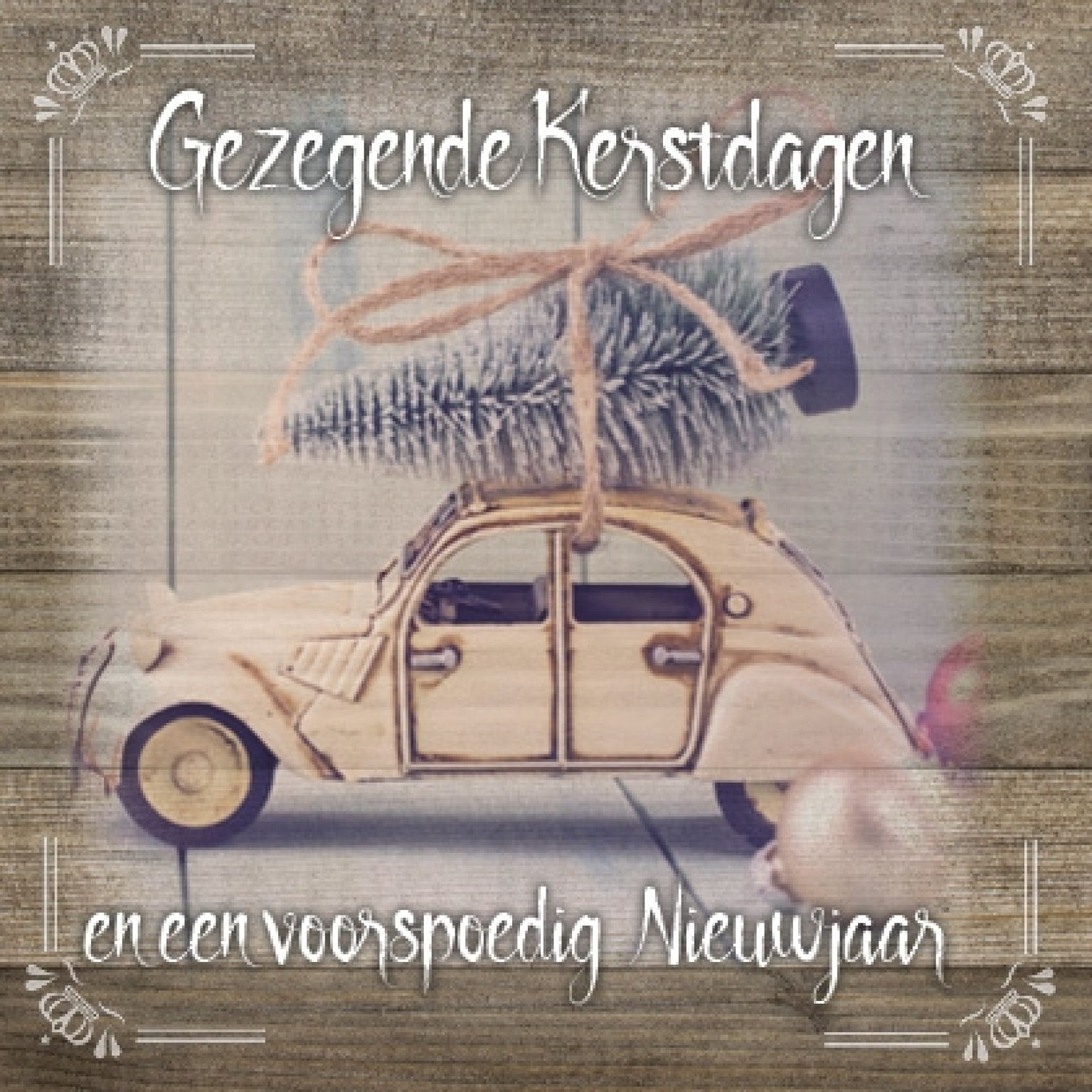 Kerstkaart 'Lelijke eend - auto' - MA19037 -  Christelijke kerstkaarten bij MajesticAlly