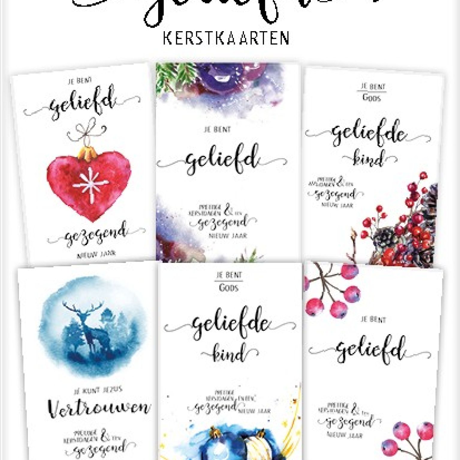 Voordeelpakje kerstkaarten 'Je bent geliefd' - 6 stuks - MA24024 -  Voordeelpakjes kerst bij MajesticAlly