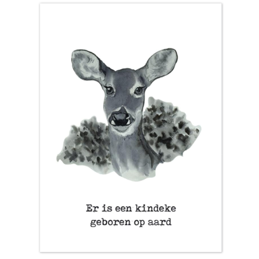 Kerstkaart 'Er is een kindeke - hert' - MA26202 -  Christelijke kerstkaarten bij MajesticAlly