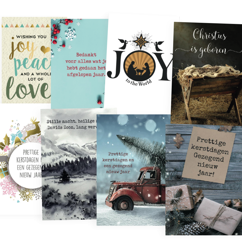 Voordeelpakje kerstkaarten  'Joy 1' - 16 stuks - MA26198 -  Voordeelpakjes kerst bij MajesticAlly