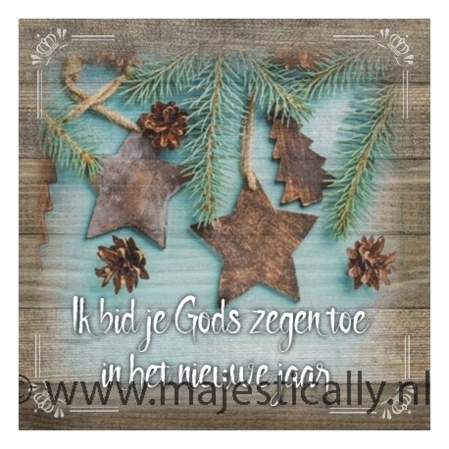 Voordeelpakje kerstkaarten 'Brocante' - 6 stuks - MA26052 -  Voordeelpakjes kerst bij MajesticAlly