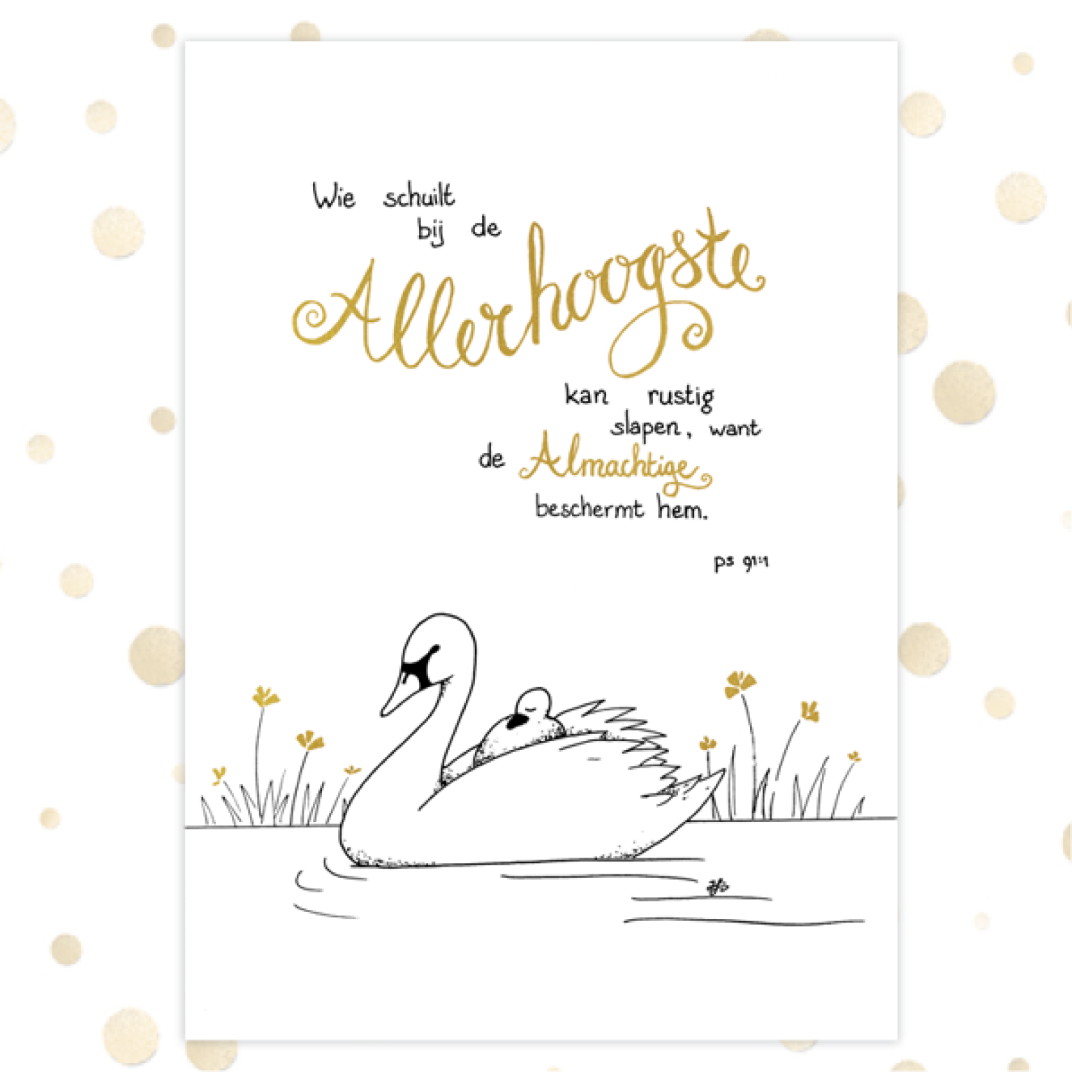 Kaart 'Wie schuilt bij de Allerhoogste' - MA36038 -  Golden Blessings bij MajesticAlly